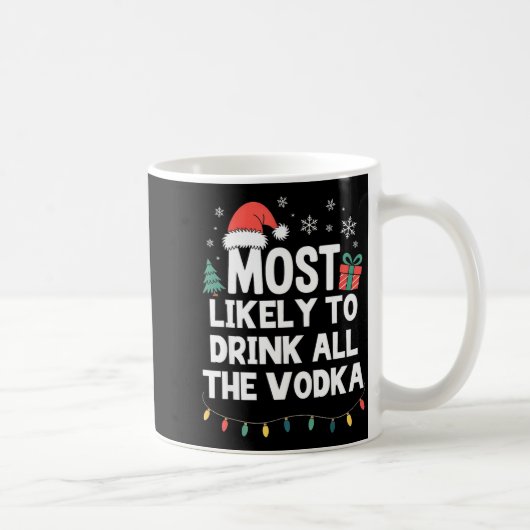 Most Likely To Drink All The Vodka Christmas Funny Kaffeetasse (Rechts)