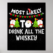 Most Likely To Drink All The Whiskey Funny Family  Poster (Vorne)
