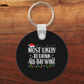 Most Likely To Drink All The Wine Christmas Schlüsselanhänger (Vorderseite)