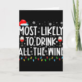 Most Likely To Drink All The Wine Family Matching Karte (Vorderseite)