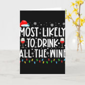 Most Likely To Drink All The Wine Family Matching Karte (Gelbe Blume)