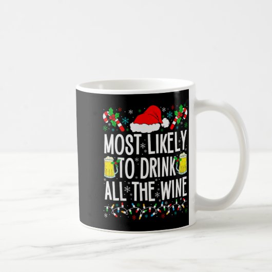Most Likely To Drink All The Wine Funny Drinking C Kaffeetasse (Rechts)