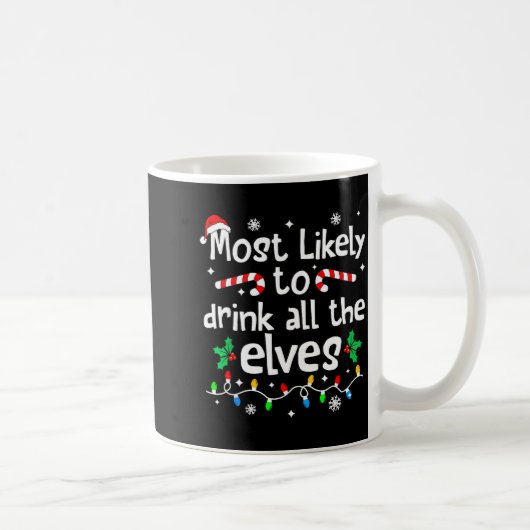 Most Likely To Drink With The Elves C-hristmas Mat Kaffeetasse (Rechts)