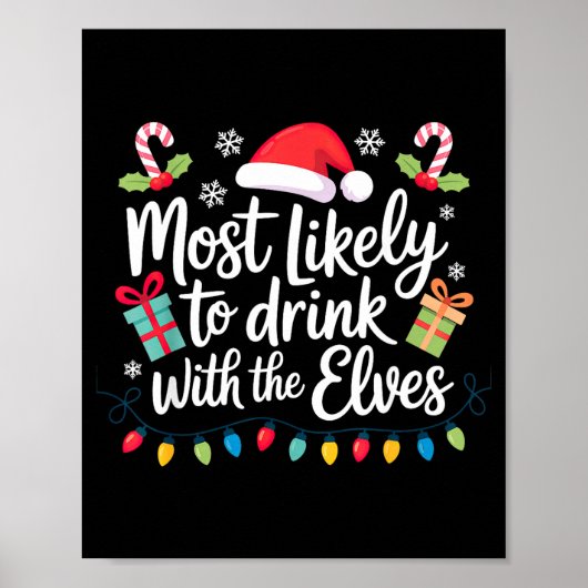 Most Likely To Drink With The Elves Christmas Poster (Vorne)