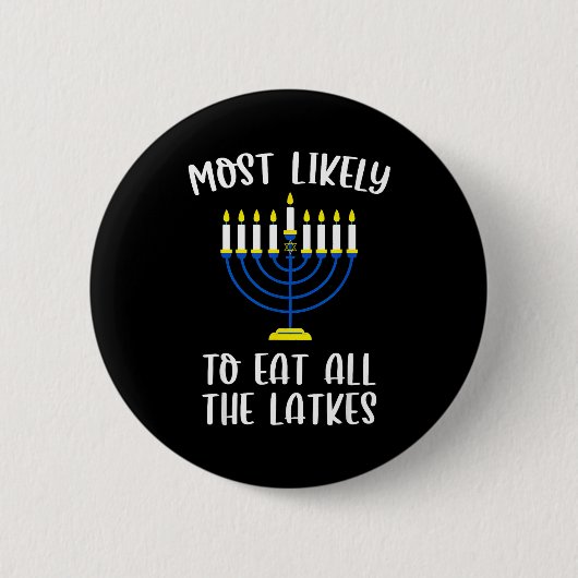 Most Likely To Eat All Latkes Hanukkah Group Match Button (Vorderseite)