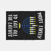 Most Likely To Eat All Latkes Hanukkah Group Match Fleecedecke (Vorderseite (Horizontal))