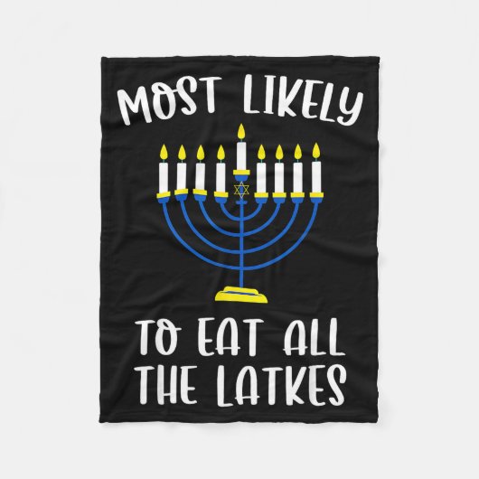 Most Likely To Eat All Latkes Hanukkah Group Match Fleecedecke (Vorderseite)