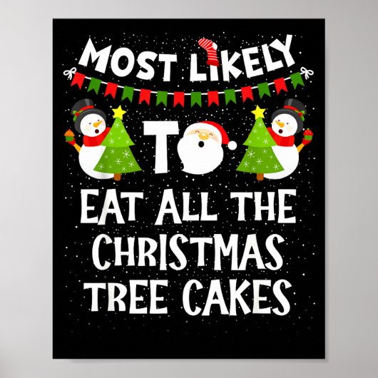 Most Likely To Eat All The Christmas Tree Cakes Fu Poster (Vorne)