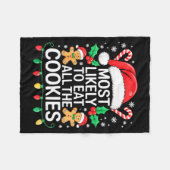 Most Likely To Eat All The Cookies Shirt Christmas Fleecedecke (Vorderseite (Horizontal))