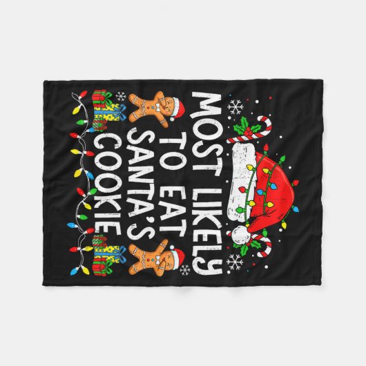 Most Likely To Eat Santa’s Cookie Family Matching Fleecedecke (Vorderseite (Horizontal))