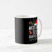 Most Likely To Eat Santa's Cookie Family Christmas Kaffeetasse (VorderseiteRechts)