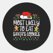 Most Likely To Eat Santa's Cookies Family Matching Runder Aufkleber (Vorderseite)