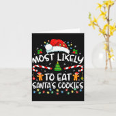 Most Likely To Eat Santa's Cookies Funny Christmas Karte (Gelbe Blume)