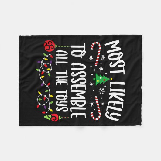 Most Likely To Emble All The Toys Funny Christmas  Fleecedecke (Vorderseite (Horizontal))