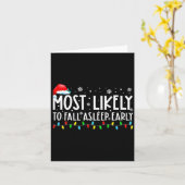 Most Likely To Fall Asleep Early Funny Christmas H Karte (Gelbe Blume)