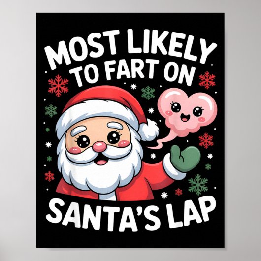 Most Likely To Fart On Santa’s Lap Funny Christmas Poster (Vorne)