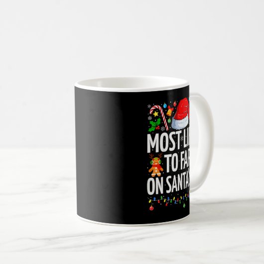Most Likely To Fart On Santa's Lap Family Matching Kaffeetasse (VorderseiteRechts)