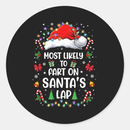 Most Likely To Fart On Santa's Lap Family Matching Runder Aufkleber (Vorderseite)