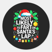 Most Likely To Fart On Santa's Lap Family Matching Runder Aufkleber (Vorderseite)
