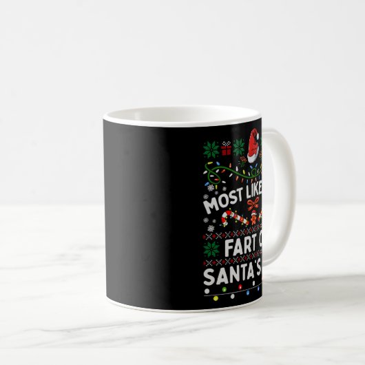 Most Likely To Fart On Santa's Lap Funny Christmas Kaffeetasse (VorderseiteRechts)