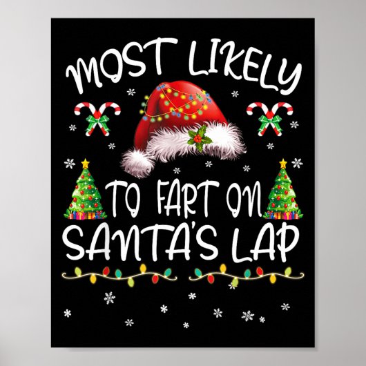 Most Likely To Fart On Santa's Lap Funny Christmas Poster (Vorne)