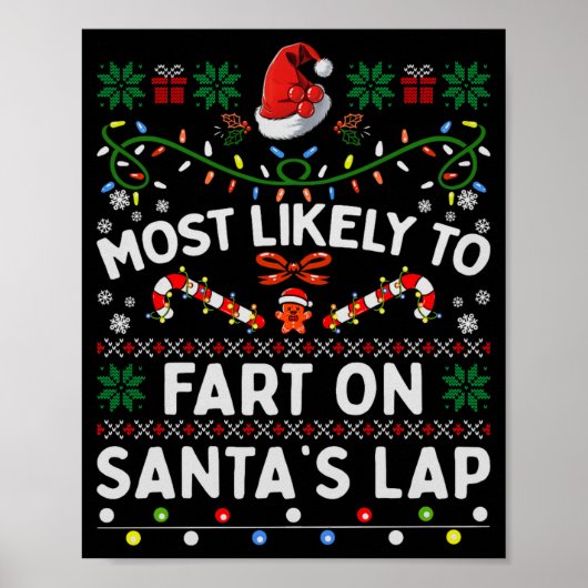 Most Likely To Fart On Santa's Lap Funny Christmas Poster (Vorne)
