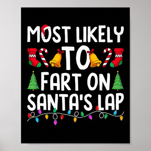 Most Likely To Fart On Santa's Lap Funny Christmas Poster (Vorne)