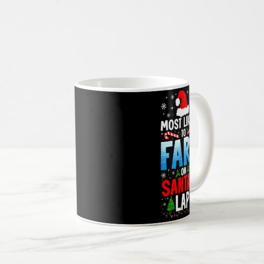 Most Likely To Fart On Santa's Lap Funny Embarring Kaffeetasse (VorderseiteRechts)