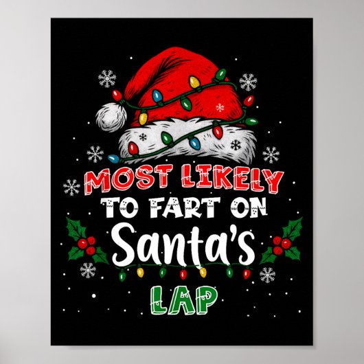 Most Likely To Fart On Santa's Lap Funny Hat Light Poster (Vorne)