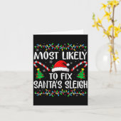 Most Likely To Fix Santa Sleigh Funny Xmas Family Karte (Gelbe Blume)