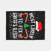 Most Likely To Fix Santa Sleigh Xmas Family Matchi Fleecedecke (Vorderseite (Horizontal))