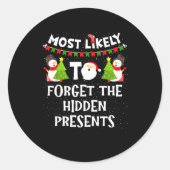 Most Likely To Forget The Hidden Funny Christmas  Runder Aufkleber (Vorderseite)