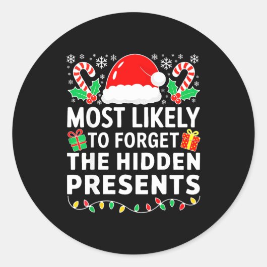Most Likely To Forget The Hidden Shirt Christmas  Runder Aufkleber (Vorderseite)