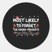 Most Likely To Forget The Hidden Xmas _1  Runder Aufkleber (Vorderseite)