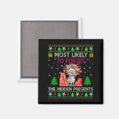 Most Likely To Forget The Hidden Zebra Christmas  Magnet (Vorderseite/Rückseite)