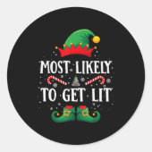 Most Likely To Get Lit Matching Christmas Elf Runder Aufkleber (Vorderseite)