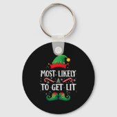 Most Likely To Get Lit Matching Christmas Elf Schlüsselanhänger (Vorderseite)