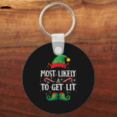 Most Likely To Get Lit Matching Christmas Elf Schlüsselanhänger (Vorderseite)