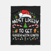 Most Likely To Get Sy With Santa Funny Family Chri Fleecedecke (Vorderseite)