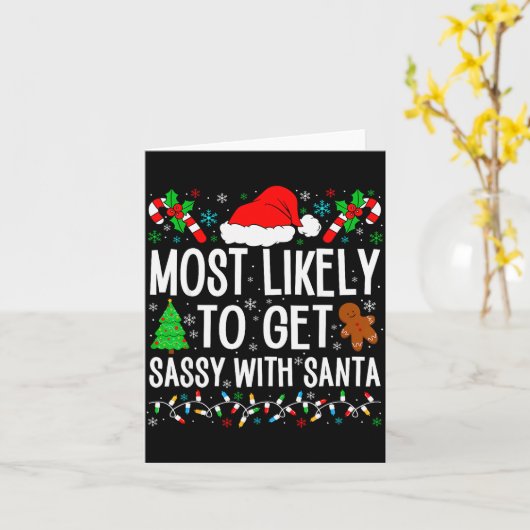Most Likely To Get Sy With Santa Funny Family Chri Karte (Gelbe Blume)