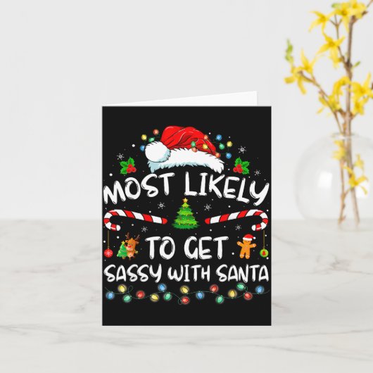 Most Likely To Get Sy With Santa Funny Family Chri Karte (Gelbe Blume)