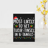 Most Likely To Get Their Tinsel In A Tangle Christ Karte (Gelbe Blume)