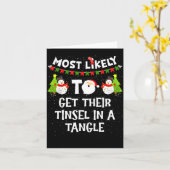 Most Likely To Get Their Tinsel In A Tangle Christ Karte (Gelbe Blume)