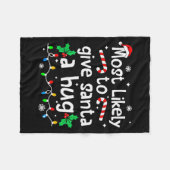 Most Likely To Give Santa Hug Family Christmas Mat Fleecedecke (Vorderseite (Horizontal))