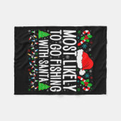 Most Likely To Go Fishing With Santa Funny Fishing Fleecedecke (Vorderseite (Horizontal))