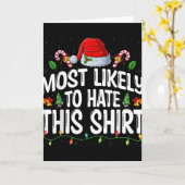 Most Likely To Hate Santa Hat Xmas Lights Christma Karte (Gelbe Blume)