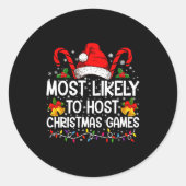 Most Likely To Host Christmas Games Family  Runder Aufkleber (Vorderseite)