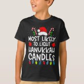 Most Likely To Light Hanukkah Candles Family Crew T-Shirt (Vorderseite)