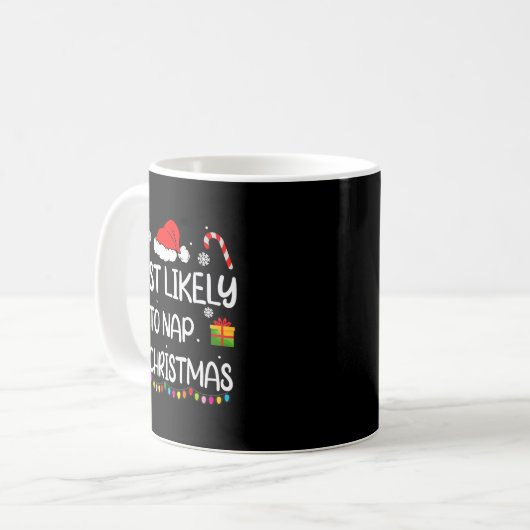 Most Likely To Nap On Christmas Family Funny Match Kaffeetasse (Vorderseite Links)