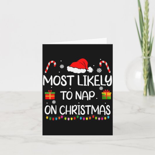 Most Likely To Nap On Christmas Family Funny Match Karte (Vorderseite)
